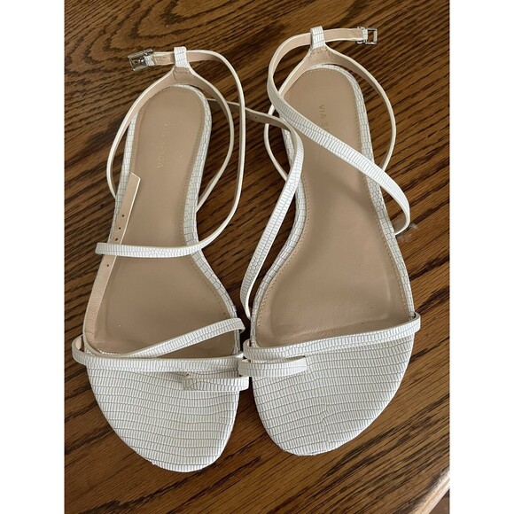 VIA SPIGA Womens White Croc Toe-Loop Calandre Leather Slingback Sandal 6.5m - Picture 1 of 3